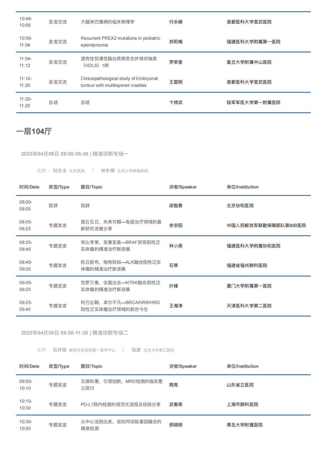 中华医学会病理学分会第二十八次学术会议暨第十二届中国病理年会流程表