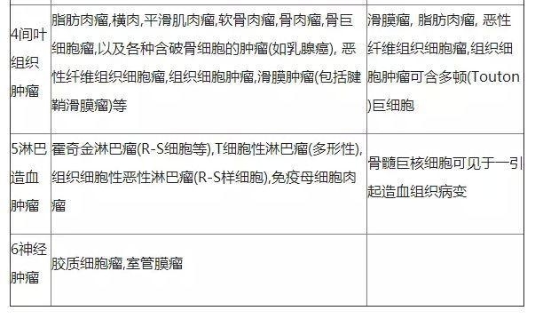 肿瘤病理学分类大全