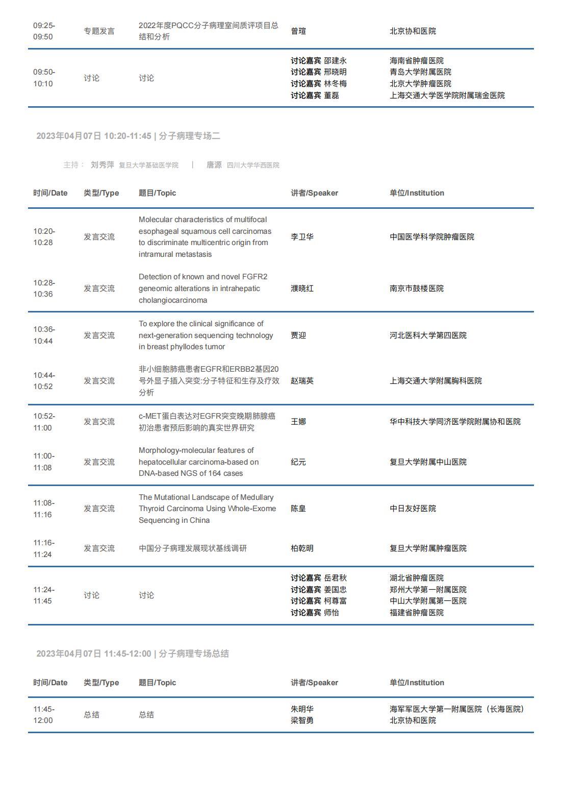 中华医学会病理学分会第二十八次学术会议暨第十二届中国病理年会流程表