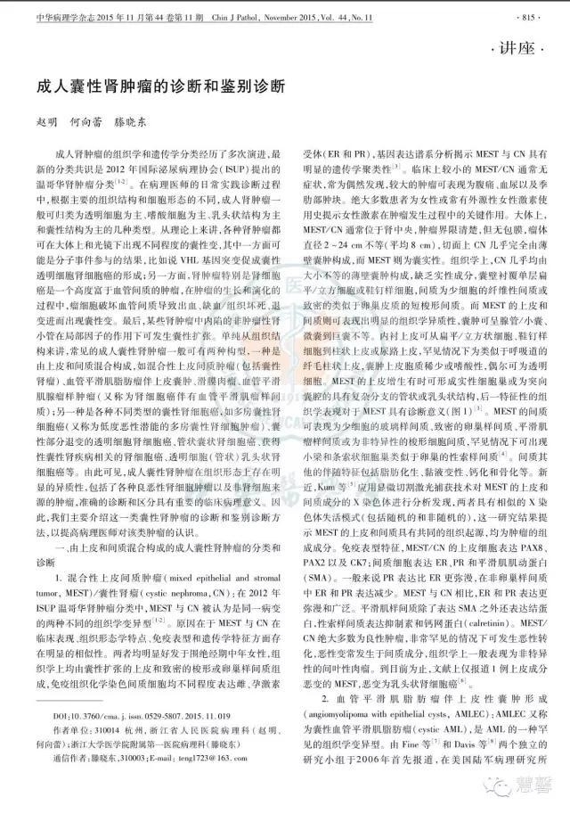 囊性肾瘤（杨倩分享，王哲老师等讲解及讨论）