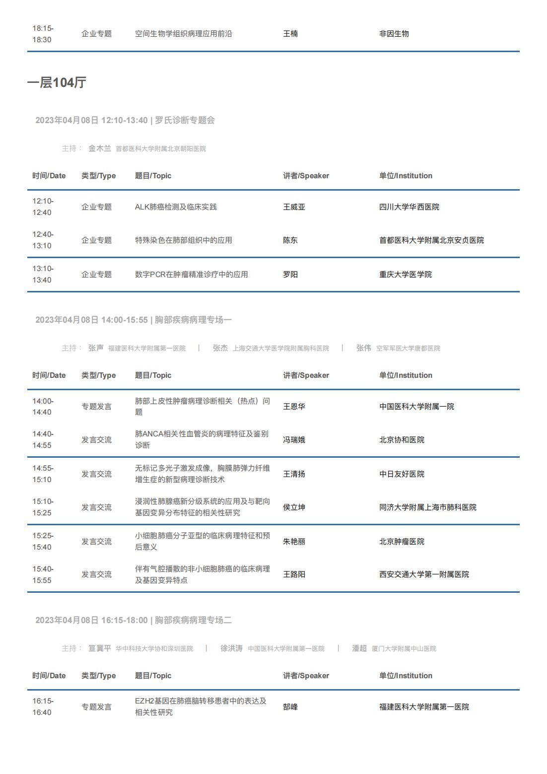 中华医学会病理学分会第二十八次学术会议暨第十二届中国病理年会流程表