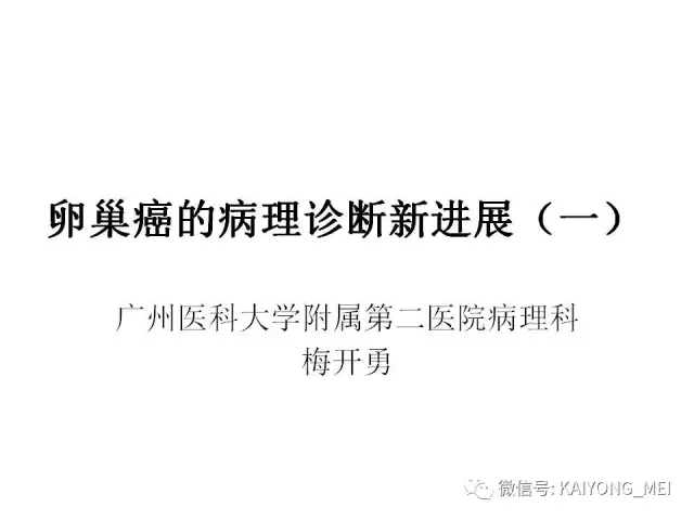卵巢癌的病理诊断新进展（一）