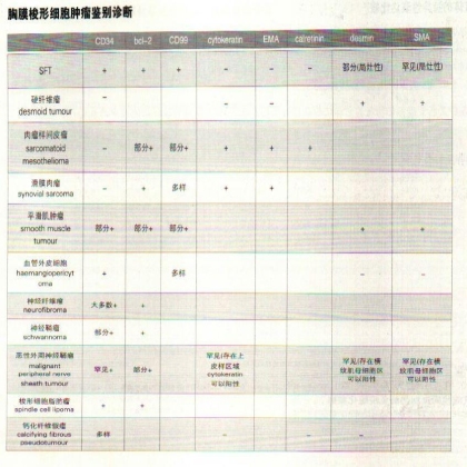 胸膜梭形细胞肿瘤鉴别诊断