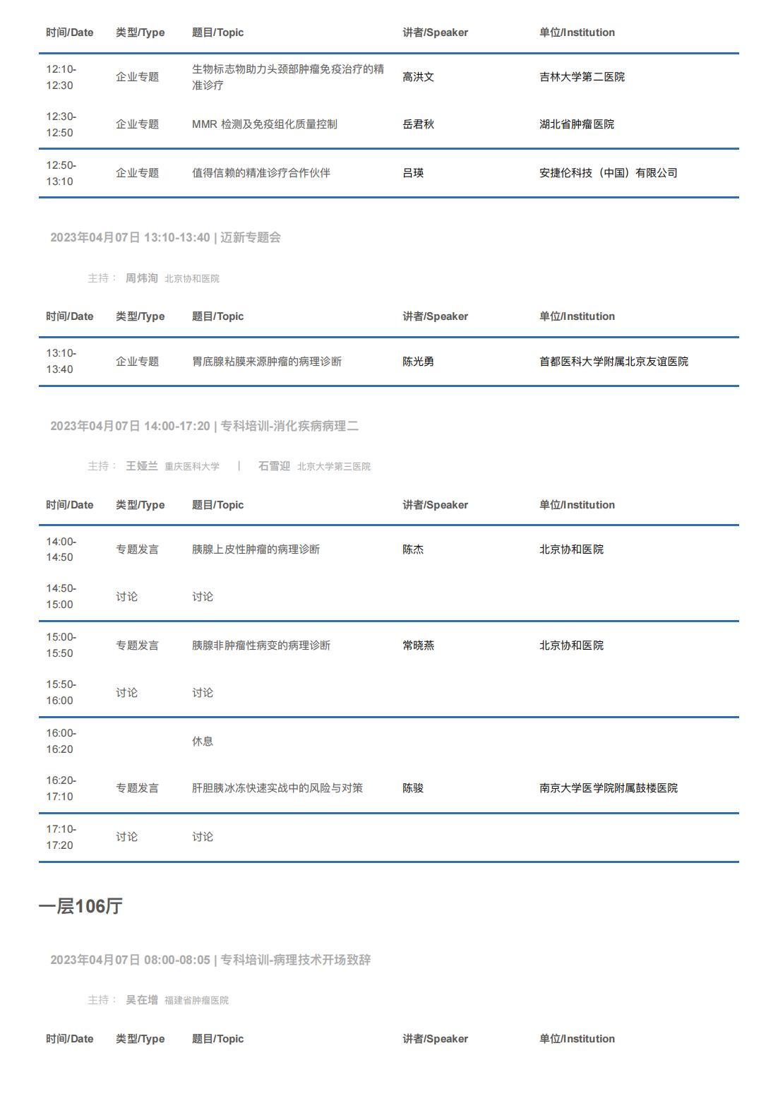 中华医学会病理学分会第二十八次学术会议暨第十二届中国病理年会流程表