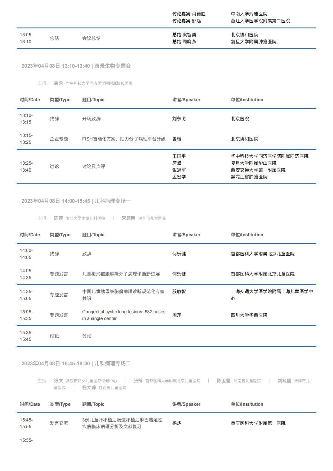 中华医学会病理学分会第二十八次学术会议暨第十二届中国病理年会流程表