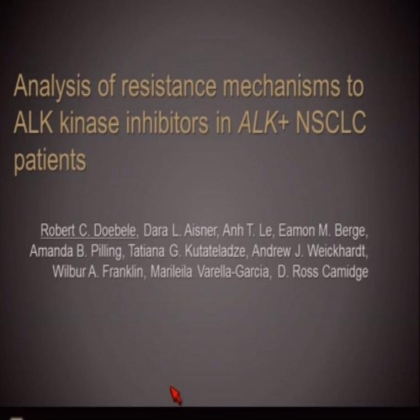 Analysis of resistance mechanisms to ALK kinase inhibitors in ALK+ NSCLC patients