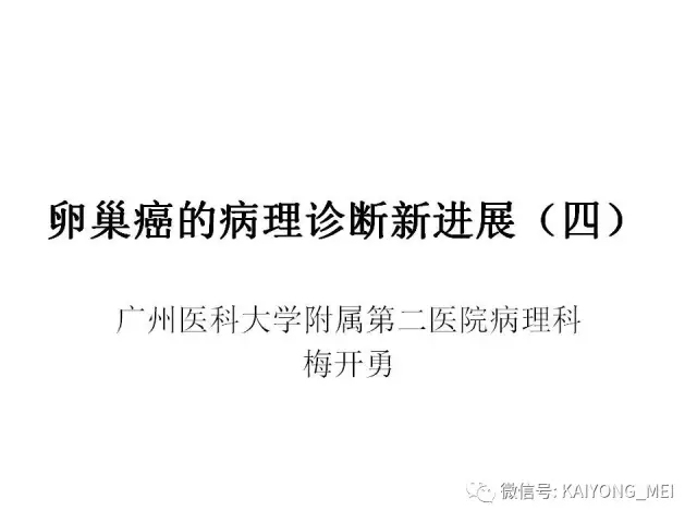 卵巢癌的病理诊断新进展（四）
