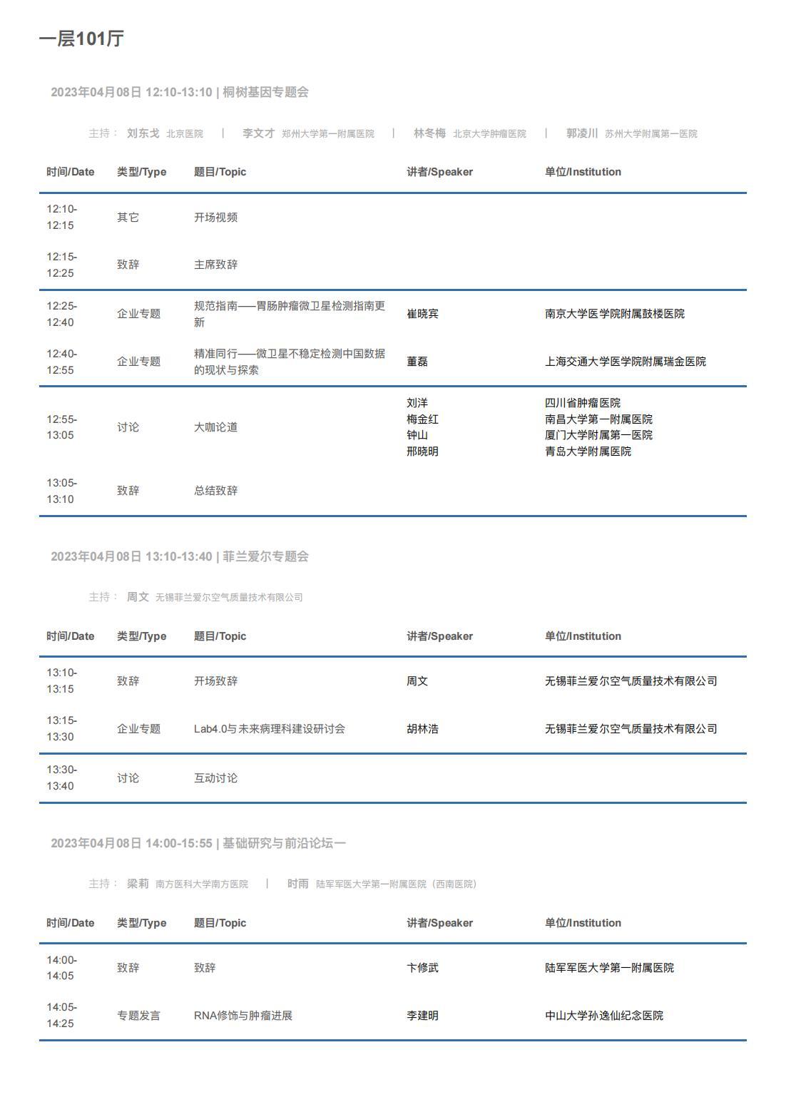 中华医学会病理学分会第二十八次学术会议暨第十二届中国病理年会流程表