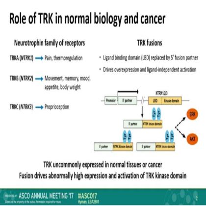 The efficacy of LOXO-101,a selective TRKI, in adult and pediatric TRK fusion cancers