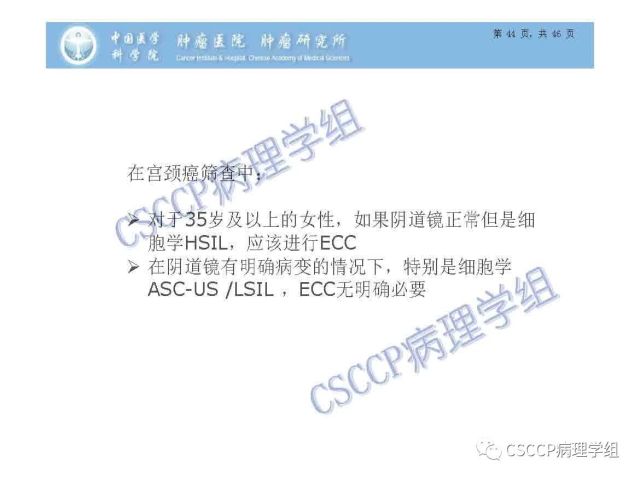 宫颈癌前病变中的诊断难点及阴道镜中ECC的 应用价值