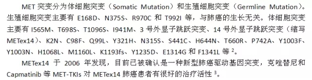MET基因突变及扩增肺癌