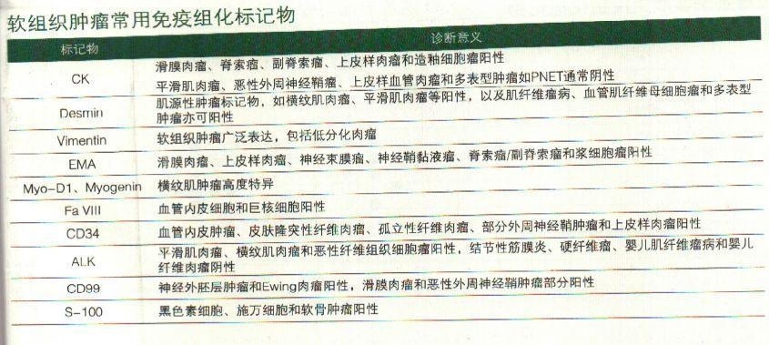 软组织肿瘤常用免疫组化标记物