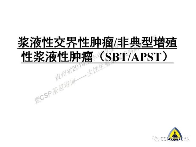 中华病理学会基层培训遵义站讲座（一）——卵巢和输卵管浆液性肿瘤的诊断和鉴别诊断