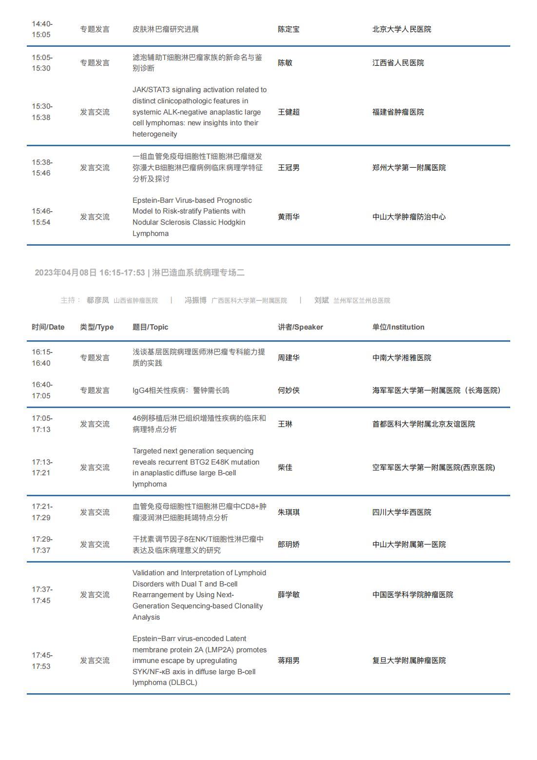 中华医学会病理学分会第二十八次学术会议暨第十二届中国病理年会流程表