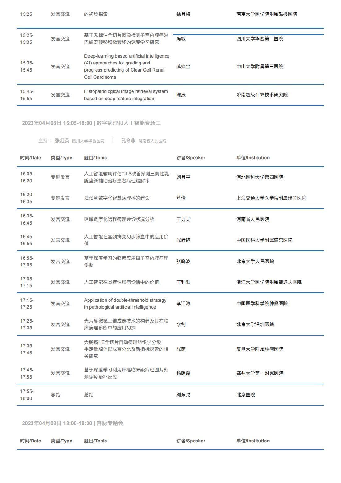中华医学会病理学分会第二十八次学术会议暨第十二届中国病理年会流程表