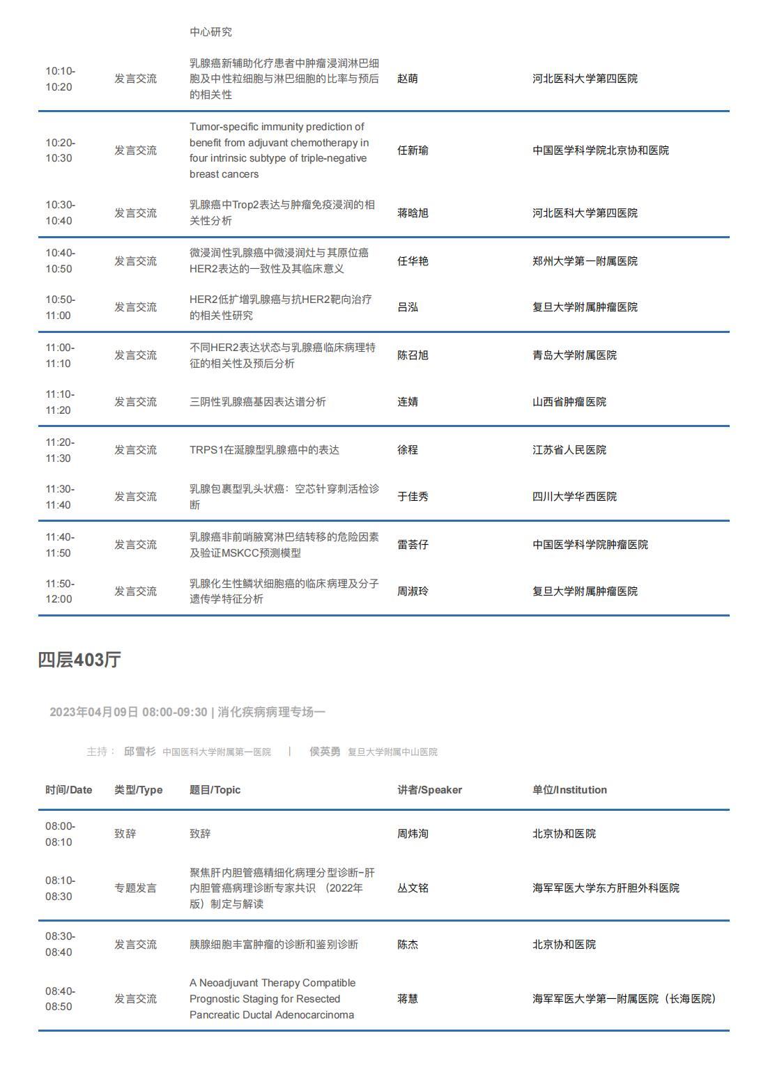 中华医学会病理学分会第二十八次学术会议暨第十二届中国病理年会流程表