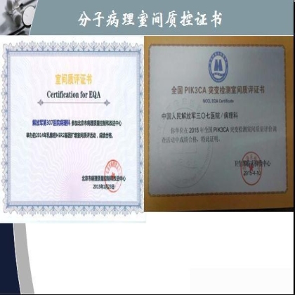 解放军307医院病理科分子病理室间质控国内外证书